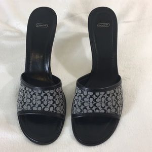 Coach Women's Black and Gray Slide Sandals